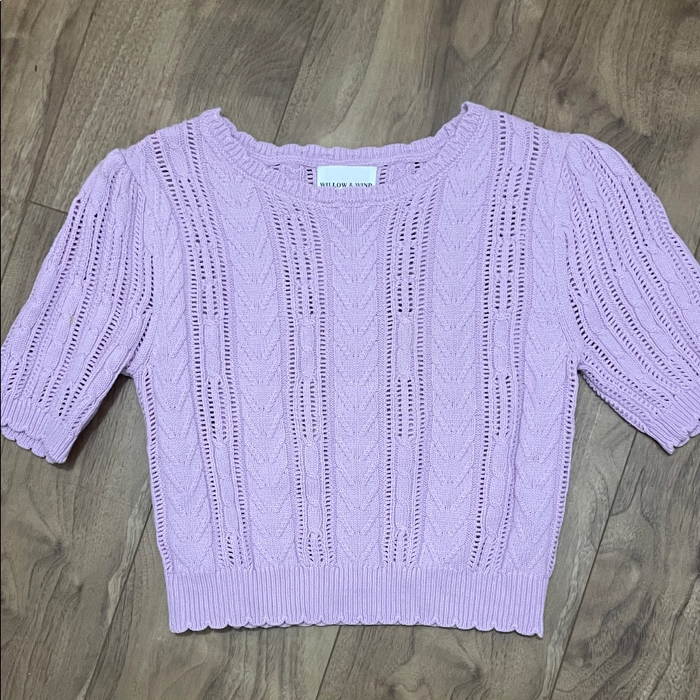 Lilac Knit Short Sleeve Sweater